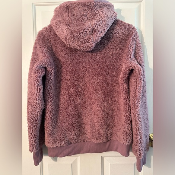 ATHLETA GIRL XXL 16 So Snug Sherpa Full Zip Hooded Jacket Thumbholes Rose Pink - Picture 16 of 16
